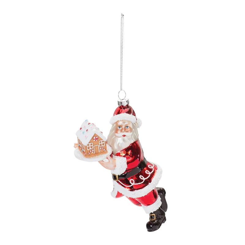 6ct. 7" Glass Santa with Gingerbread Ornaments