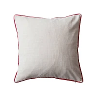 Hello Honey® 18" Embroidered Mushrooms Cotton Slub Throw Pillow with Red Piping
