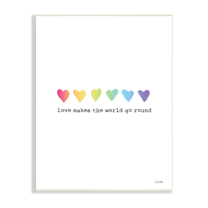 Stupell Industries Love Makes World Go Round Rainbow Heart Ombre Wall Plaque