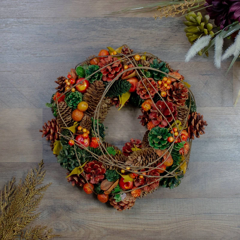 13" Pinecone & Fruit Fall Wreath