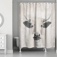 Creamy Tonal Cow 71" x 74" Shower Curtain
