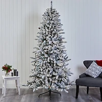 7.5ft. Unlit Flocked Livingston Fir Artificial Christmas Tree with Pine Cones