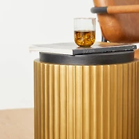 Glitzhome® 17.5" Antique Gold Fluted Side Table