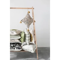 Garden Studies Embroidered Square Throw Pillow with Fringes