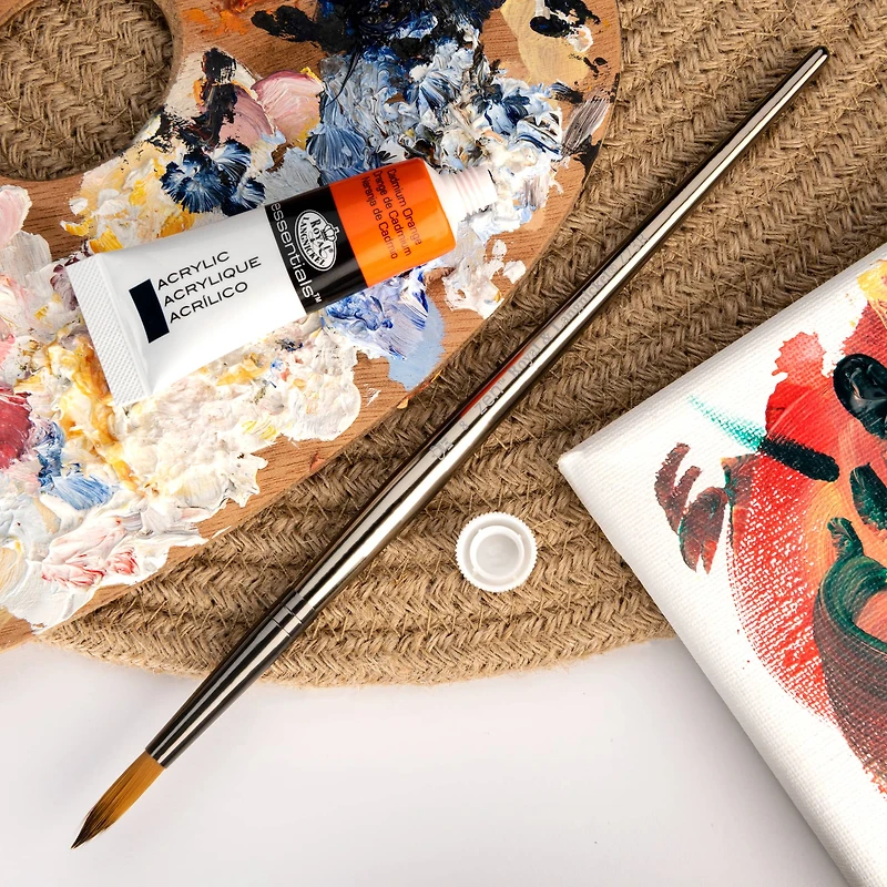 Zen® Series 73 Synthetic All Media Short Handle Round Brush, Size 8