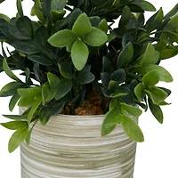 The Novogratz 11" Green Faux Foliage Eucalyptus Artificial Plant with Patterned Porcelain Pot