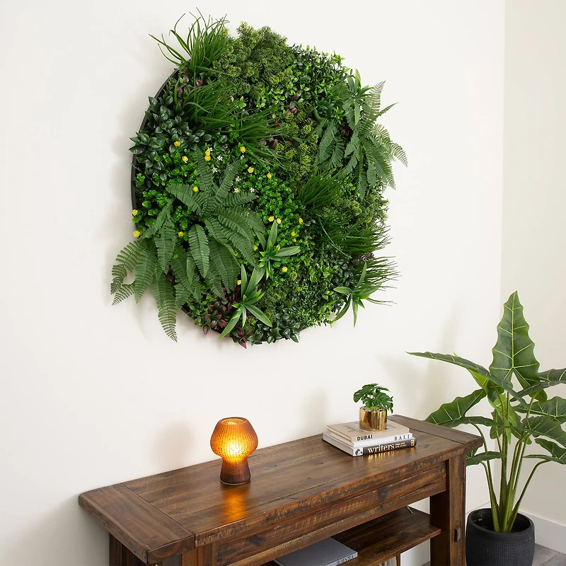 40" Framed Amalfi Coast Artificial Living Wall Art Panel
