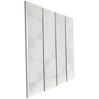 CosmoLiving by Cosmopolitan Wooden White Handmade Carved Panel Geometric Wall Art with Looped Sand Art Design, Set of 4