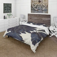 Designart 'Indigo Gold Metallic Flower' Farmhouse Bedding Set