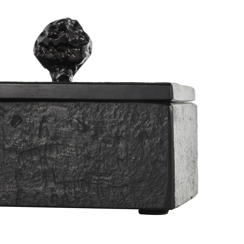 Black Textured Decorative Box Set with Knobs