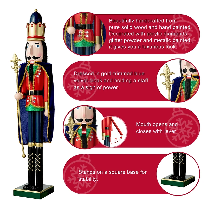 Glitzhome® 3ft. Wooden Christmas King Nutcracker