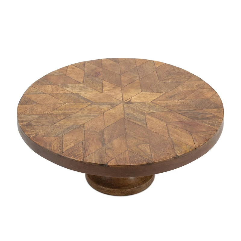 Brown 10.5" Mango Wood Pedestal Tray