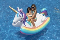 Swim Central 86" Inflatable Rainbow Unicorn Rocker Swimming Pool Float