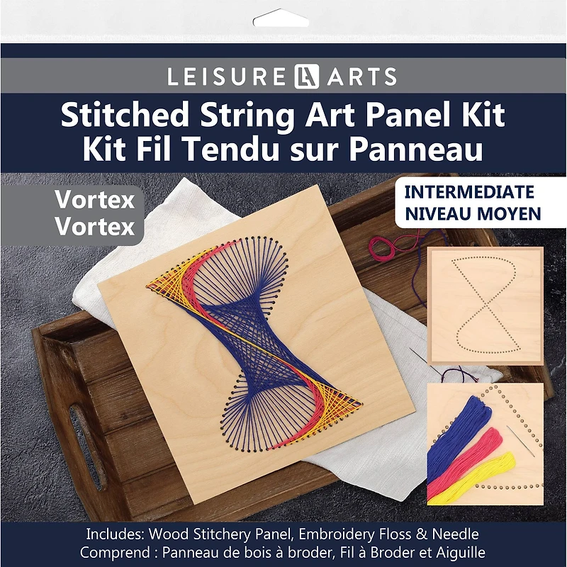 Leisure Arts® Intermediate Vortex Wood Stitched String Art Panel Kit