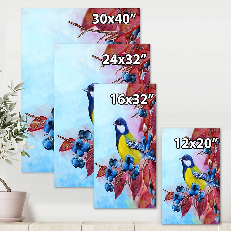 Designart - Bright Bird Bullfinch Sitting On A Branch II