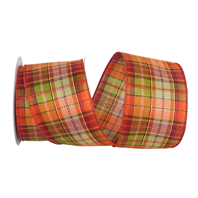 JAM Paper 2.5" x 10yd. Field Plaid Stitch Value Wired Ribbon