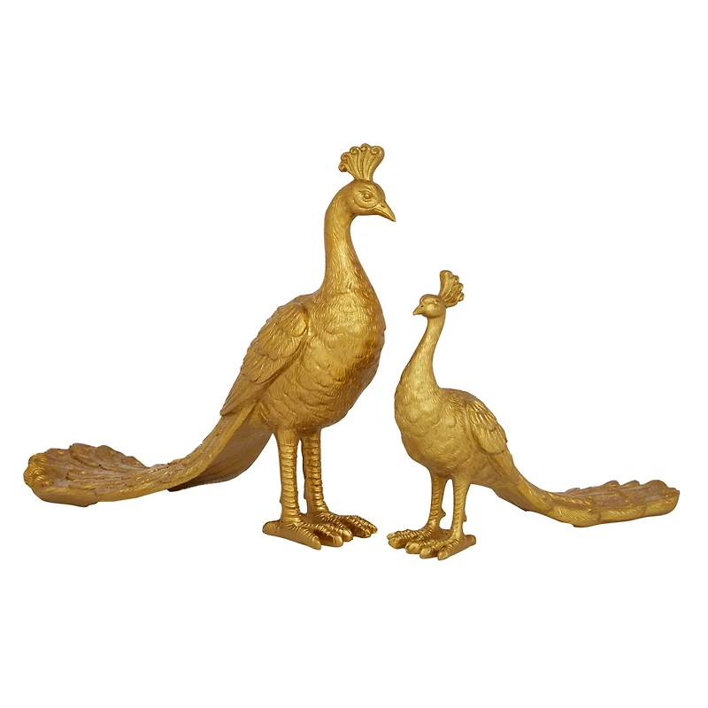 Gold Peacock Sculpture Set