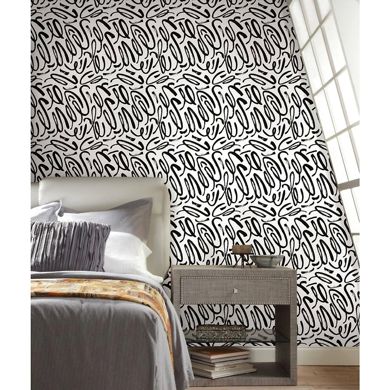 RoomMates Curly Strokes Peel & Stick Wallpaper