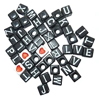 Black Alphabet Square Cube Beads by Creatology™