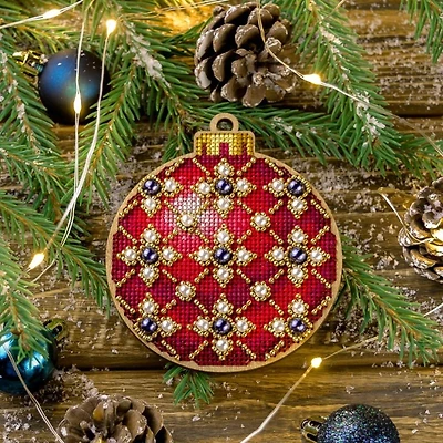 Wonderland Crafts Red & Gold Ornament Cross-Stitch Kit