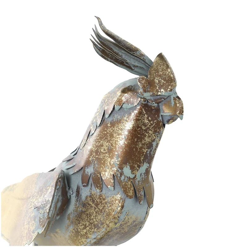 14.5" Bronze Patina Cockatiel on Branch Metal Garden Sculpture