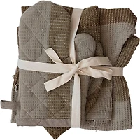 Hello Honey® Beige & Gray Child Apron, Chef Hat & Oven Mitt Set