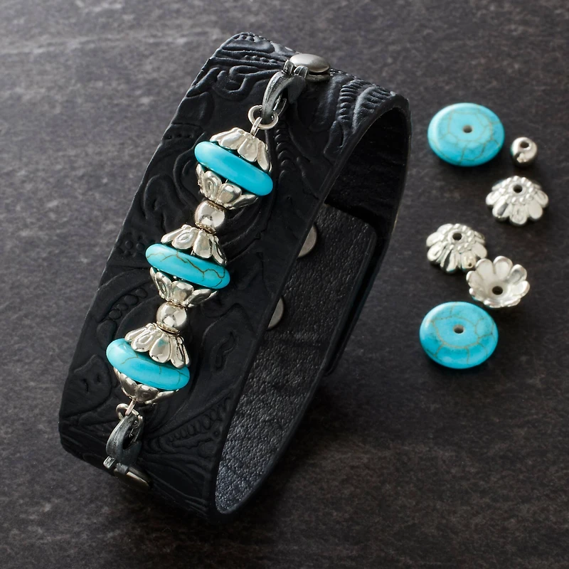 Embossed Black Faux Leather Bracelet by Bead Landing™