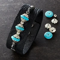 Embossed Black Faux Leather Bracelet by Bead Landing™