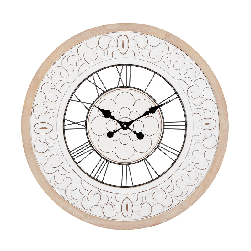 White Wood Farmhouse Wall Clock, 32" x 32" x 2"