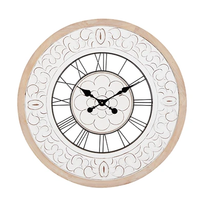 White Wood Farmhouse Wall Clock, 32" x 32" x 2"