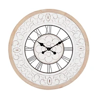 White Wood Farmhouse Wall Clock, 32" x 32" x 2"
