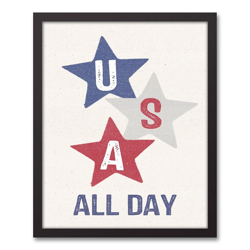 USA All Day Black Framed Canvas