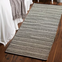 DII® Black Dobby Stripe Hand-Loomed Rug, 2.5ft. x 6ft.