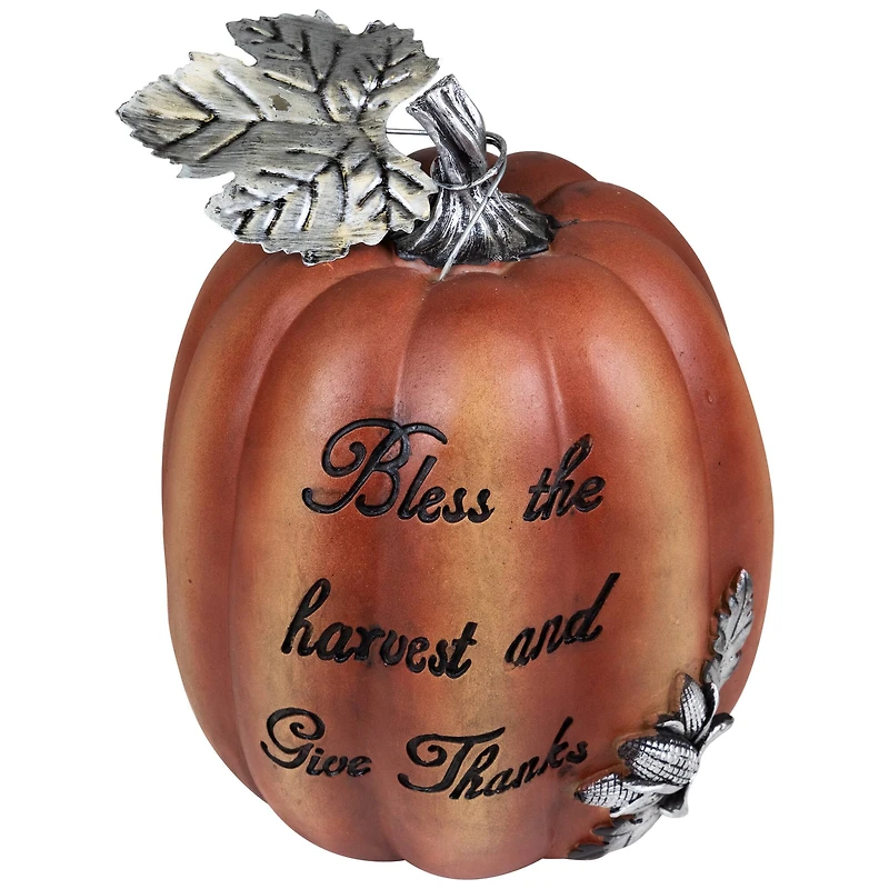 10" Bless the Harvest Pumpkin Tabletop Décor