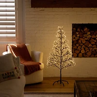 4ft. Pre-Lit Artificial Halloween Black Starburst Tree with 800 Fairy Warm White LED Lights