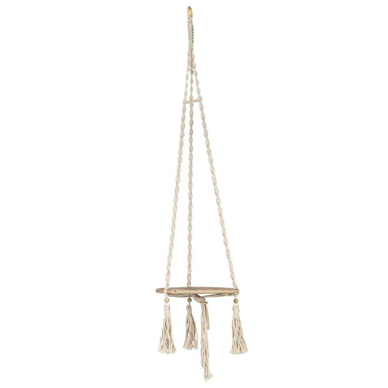Hello Honey® 5ft. Cotton Macrame Plant Hanger with Wood Base