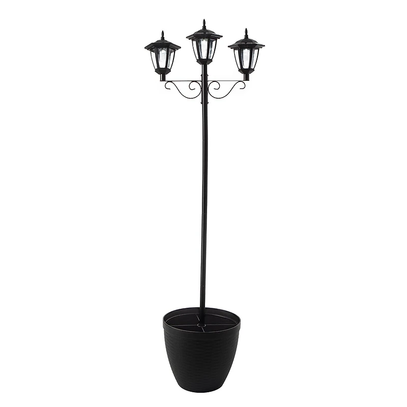 Glitzhome® 6ft. Solar Three Head Street Light with Planter Pot