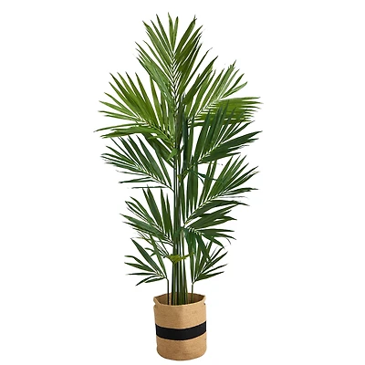 7ft. Kentia Artificial Palm in Handmade Natural Cotton Planter
