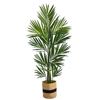 7ft. Kentia Artificial Palm in Handmade Natural Cotton Planter