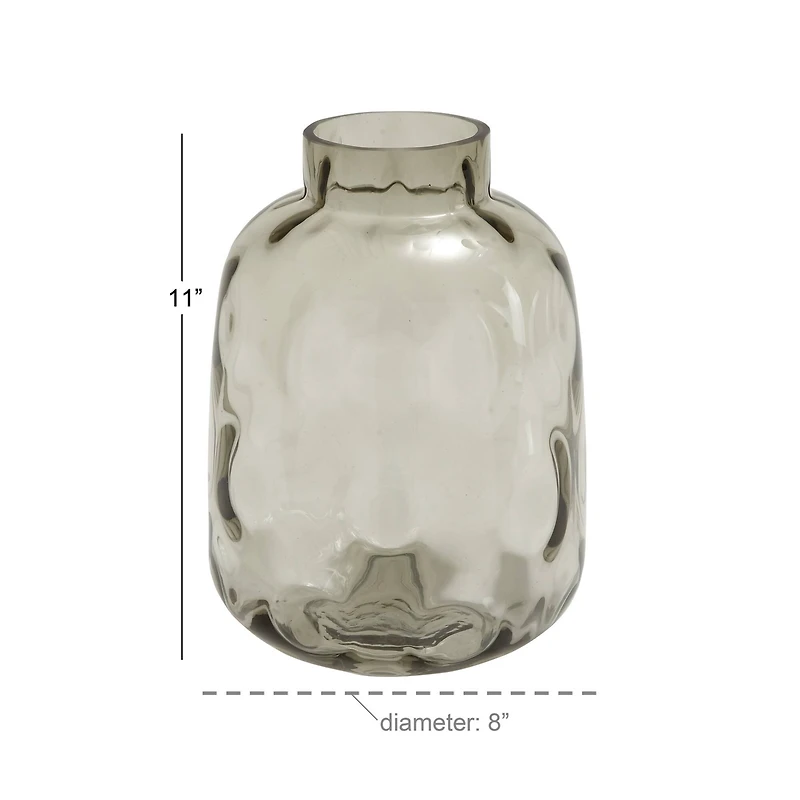 11" Gray Glass Coastal Vase
