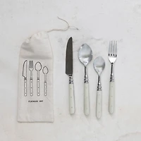 Hello Honey® Cream Farmhouse Stainless Steel Cutlery Set in Drawstring Bag