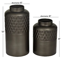 Dark Gray Metal Modern Vase Set
