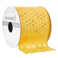 2.5" x 3yd. Wired Yellow Honeycomb Ribbon by Celebrate It®