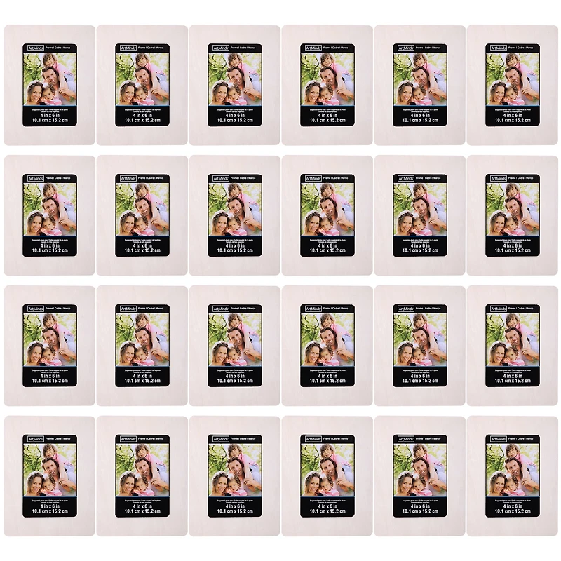 24 Pack: 4" x 6" Ready-to-Finish Wood Frame by Make Market®