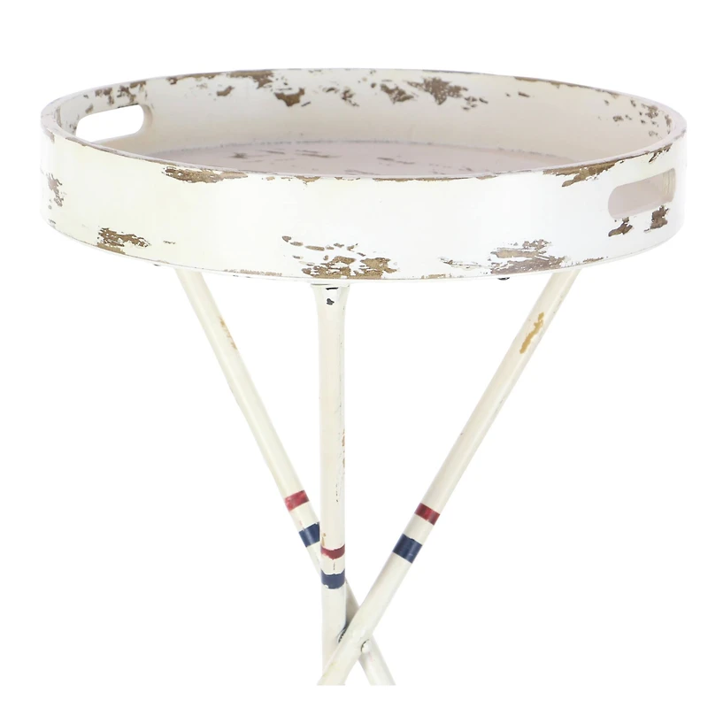 2.5ft. White Iron Coastal Accent Table