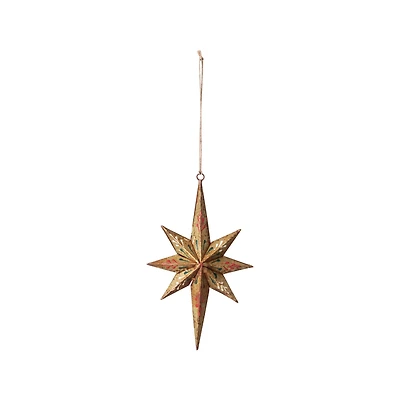 Hello Honey® 8" Multicolor Hand-Painted Metal Star Ornament with Distressed Finish