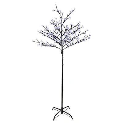 6ft. Pre-Lit Slim LED Lighted Cherry Blossom Artificial Tree, Pure White Lights