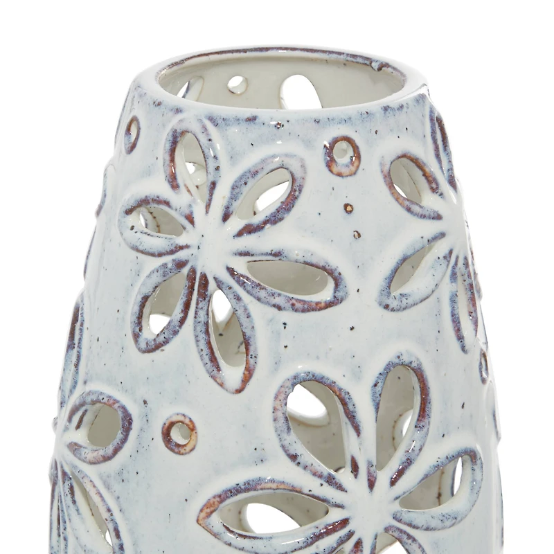 Set of 2 White Ceramic Farmhouse Vase 14", 11"