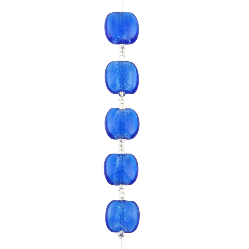 12 Pack: Blue Lampwork Glass Puffed Coin Beads by Bead Landing™