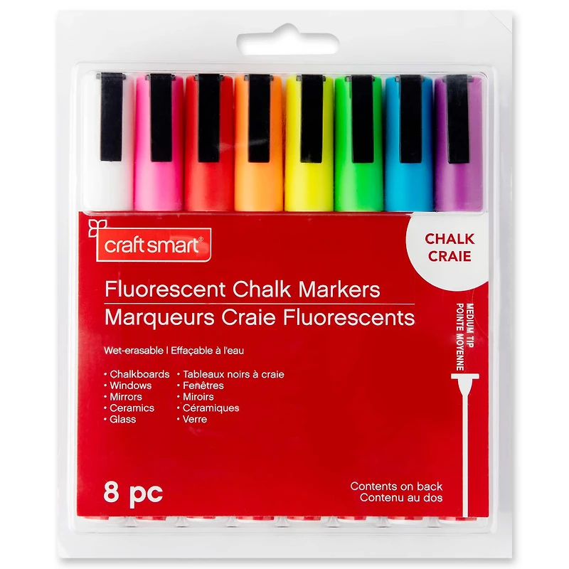 6 Packs: 8 ct. (48 total) Fluorescent Medium Tip Chalk Marker Set by Craft Smart®
